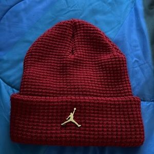 Air Jordan beanie hat Red/Burgundy One size fits most Gold Metal Logo